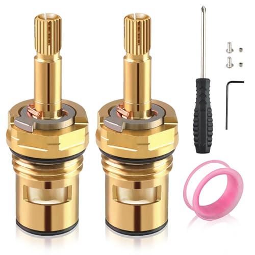 Waldeinsamkeit 2 Sets Faucet Valves Faucet Cartridge with American Standard 994053-0070a or 994053-0070a/H Bathroom Kitchen Bathtub Faucet Stem Replacement Brass 4z-24h Hot and Cold Replacement Stem - Image 1