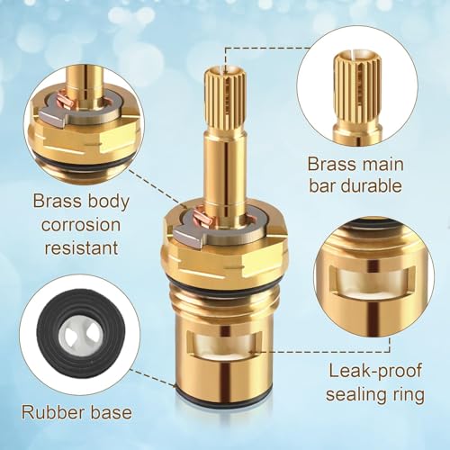 Waldeinsamkeit 2 Sets Faucet Valves Faucet Cartridge with American Standard 994053-0070a or 994053-0070a/H Bathroom Kitchen Bathtub Faucet Stem Replacement Brass 4z-24h Hot and Cold Replacement Stem - Image 3