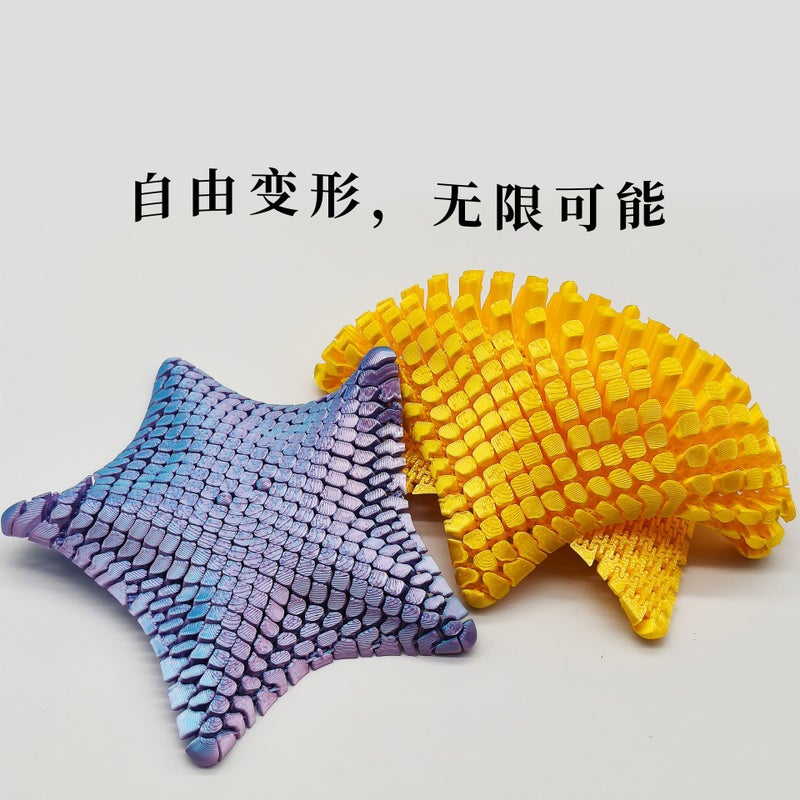 3D Printed Starfish Stress Relief Toy Ocean Animal Figurine for Kids, Movable Soft PLA - Image 2