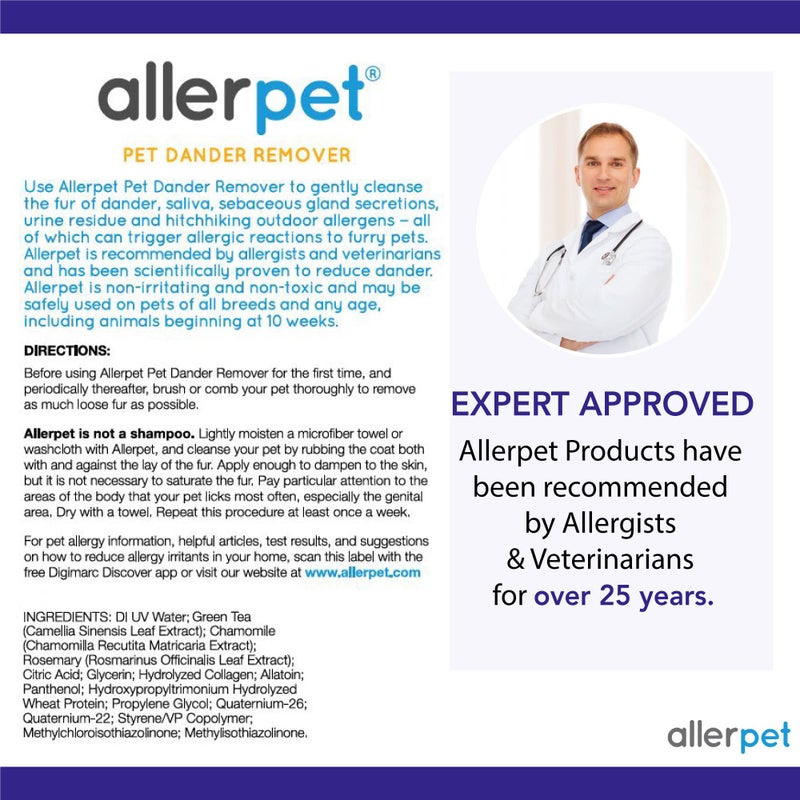 Allerpet Single Solution 16 fl oz Bottle Dander Remover for Pets (2 Pack) - Relieves Allergies - Bonus Mitt to Easily Apply Solution to Your Pet - Image 5