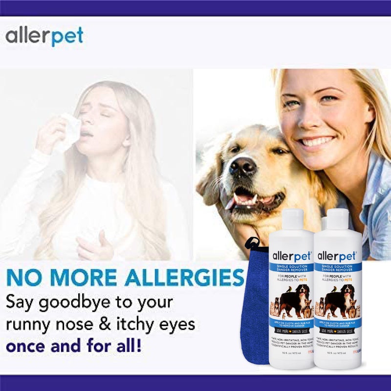 Allerpet Single Solution 16 fl oz Bottle Dander Remover for Pets (2 Pack) - Relieves Allergies - Bonus Mitt to Easily Apply Solution to Your Pet - Image 4
