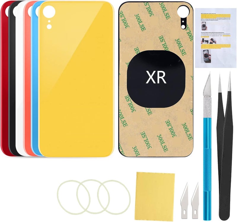 UooFide Rear Back Screen Glass Replacement Cover Compatible with iPhone XR 6.1-Inches All Carriers (Yellow) - Image 1