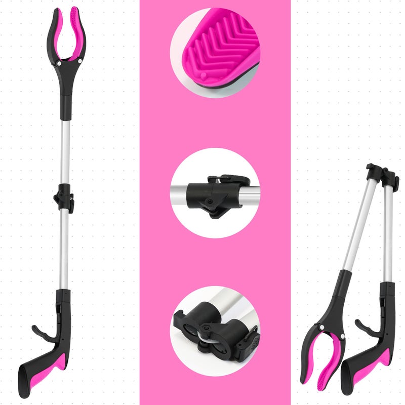 GrabRunner 32 inch GrabRunner Heavy Duty(up to 10 lbs) Reacher Grabber Tool with Strong Magnetic (New Pink) 1 Pack - Image 3