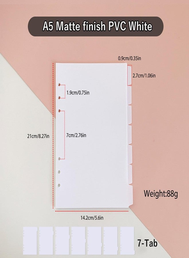 DY.2ten White Dividers for 6 Ring Binder, 7-Tab Sturdy Plastic Dividers, A5 Index Divider, 6 Hole Binder Dividers, Insertable Notebook Planner Tab Dividers for Binders - Image 3