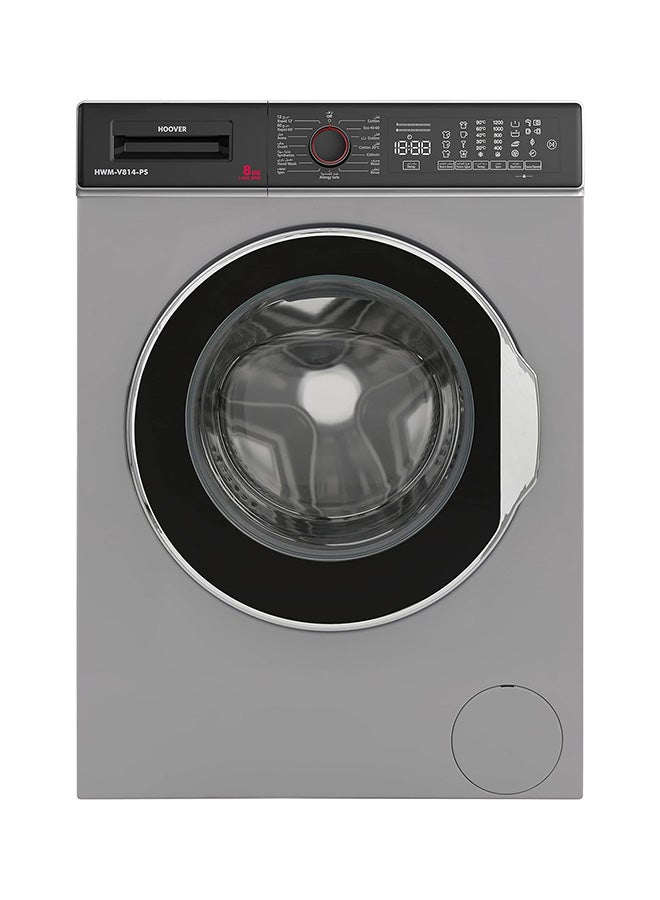 HOOVER 8Kg Front Load Washing Machine, Fully Automatic, 1400 RPM, Pyrojet Technology, 15 Programs, Stain Selection, Delay Start, Child Safety Lock, Silver, Made in Turkey, Min 1 Year Warranty 500 W HWM-V814-PS silver - Image 1