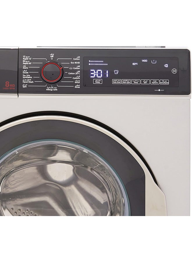 HOOVER 8Kg Front Load Washing Machine, Fully Automatic, 1400 RPM, Pyrojet Technology, 15 Programs, Stain Selection, Delay Start, Child Safety Lock, Silver, Made in Turkey, Min 1 Year Warranty 500 W HWM-V814-PS silver - Image 4