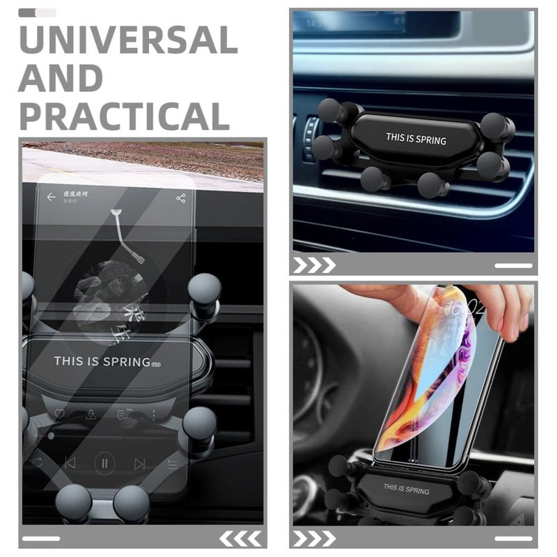 Universal Air Vent Phone Holder Mount 7 Point Support Black Smartphone Car Cradle - Image 4
