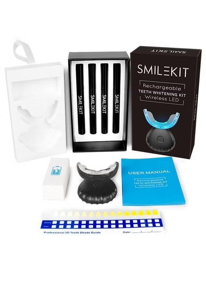 SMILEKIT Teeth Whitening Kit, Portable Wireless Teeth Whitening Device with Gel Pens and LED Lights Accelerator Effective Removal Coffee Smoking Stains, Yellow Teeth - Image 5