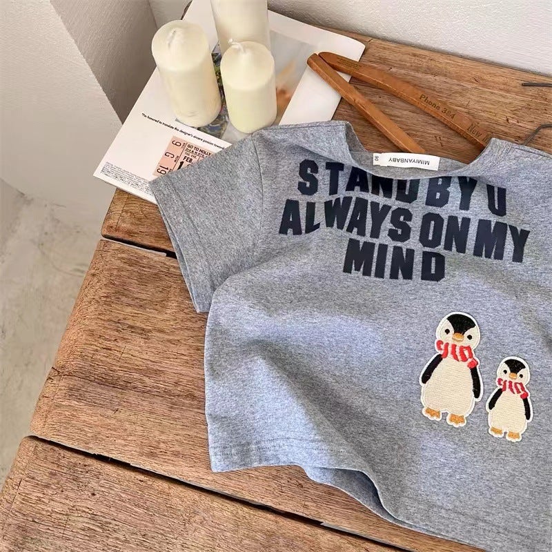 Children'S Cotton Short-Sleeved T-Shirt Summer Cartoon Half-Sleeved Embroidered Printed Japanese Fashion Brand Chinese And Korean Style Children'S Fashion Fashion - Image 5