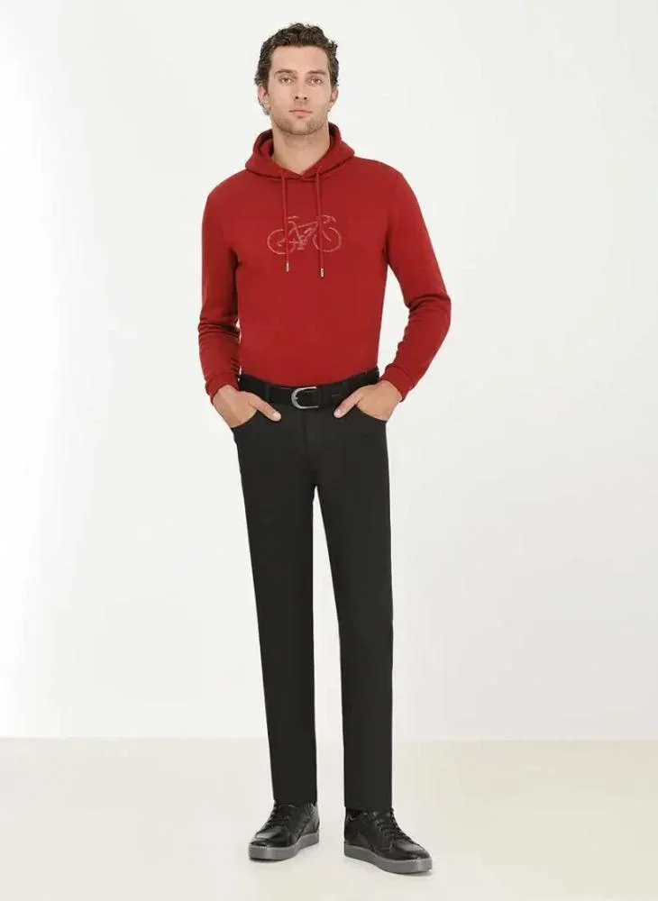 Kip Black Weaving Fitted Fit Casual Cotton Blended Trousers