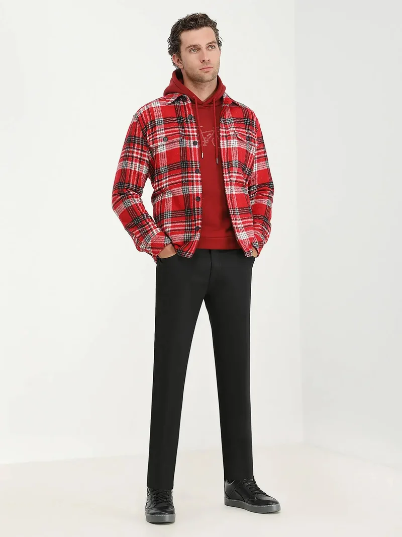 Kip Black Weaving Fitted Fit Casual Cotton Blended Trousers