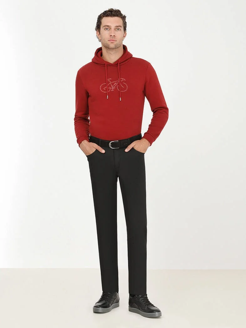 Kip Black Weaving Fitted Fit Casual Cotton Blended Trousers