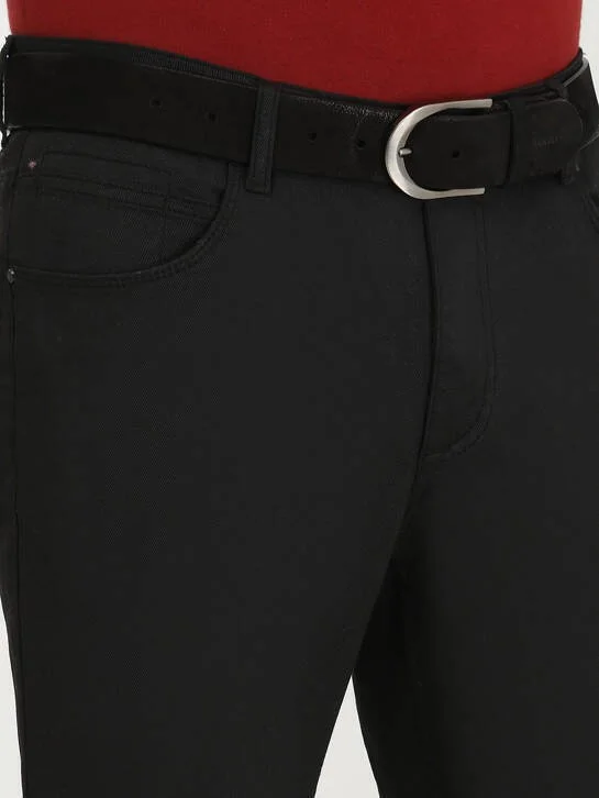 Kip Black Weaving Fitted Fit Casual Cotton Blended Trousers