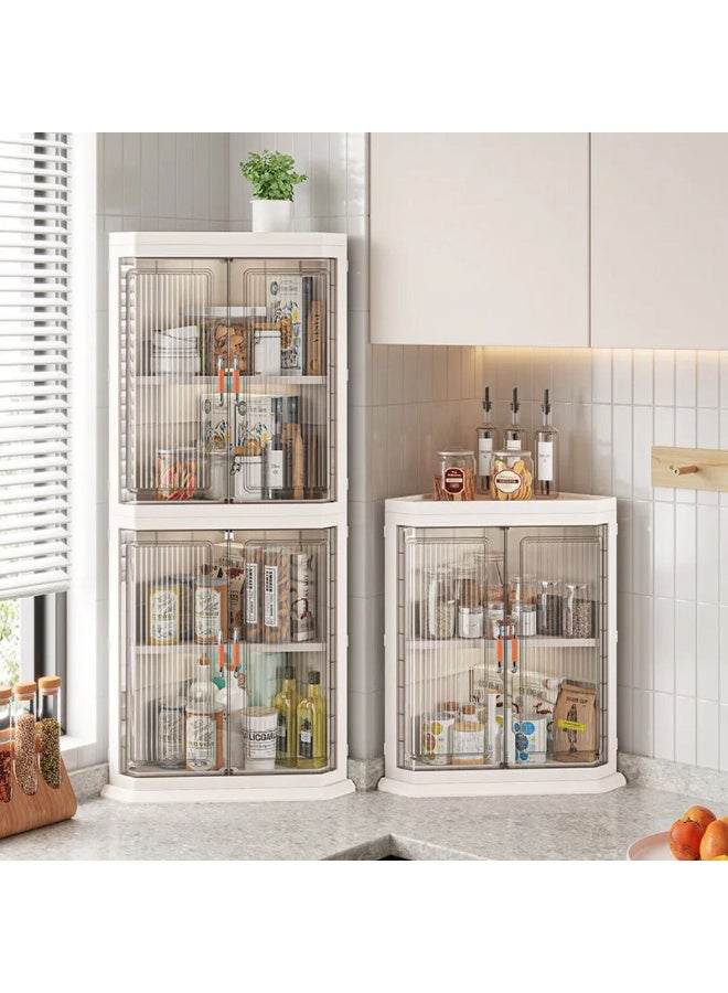 Foldable Multi-Purpose Corner Storage Cabinet with Transparent Acrylic Doors - Image 1