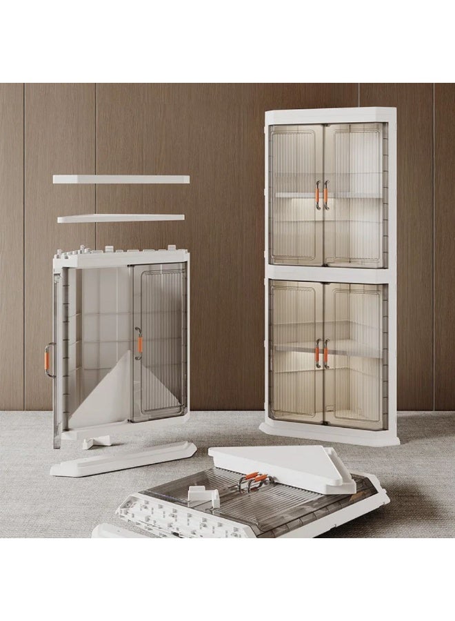 Foldable Multi-Purpose Corner Storage Cabinet with Transparent Acrylic Doors - Image 2