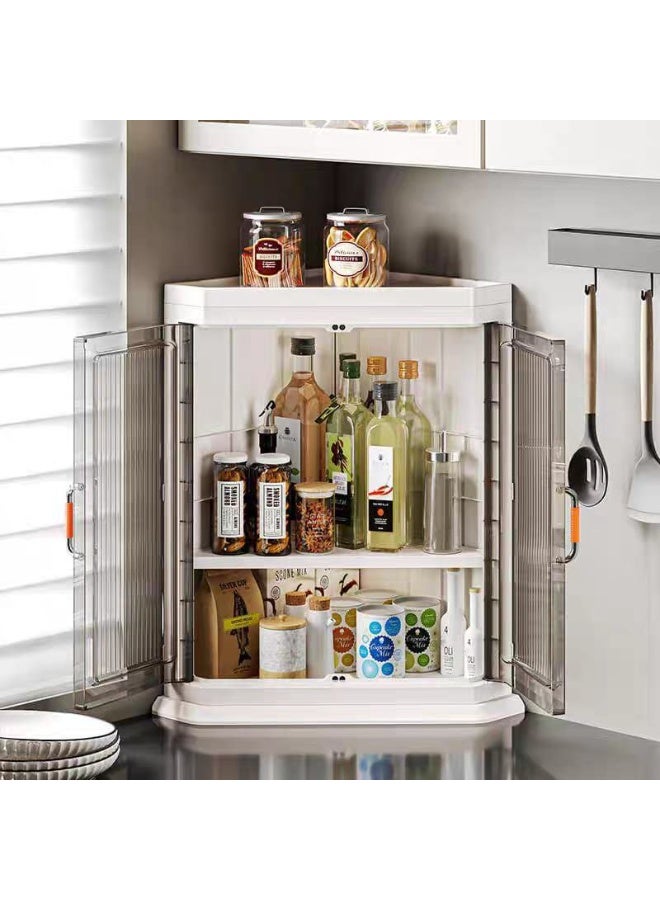 Foldable Multi-Purpose Corner Storage Cabinet with Transparent Acrylic Doors - Image 3