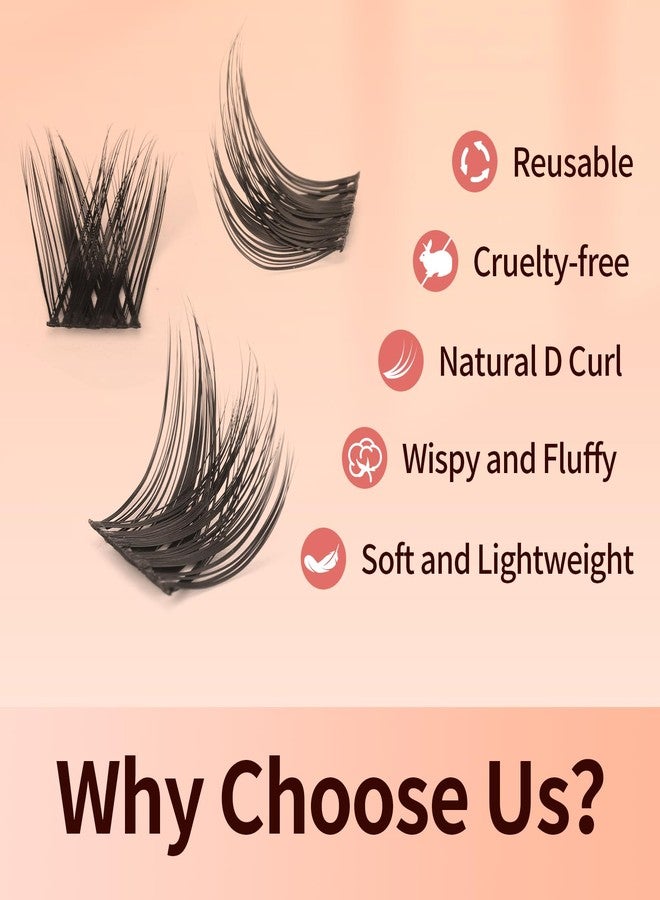 MLEN DIARY Lash Cluster 132 Pcs Cluster Lashes 10-14.5mm D Curl DIY Eyelash Extensions Wispy Cat Eye Eyelash Clusters Super Thin Band Manga Volume Eyelash Extension Kit with Tweezers DIY at Home - Image 4
