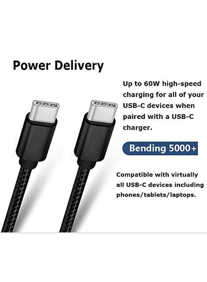 ROFI USB C to USB C Cable, [2Pack 4FT] 60W Power Delivery Fast Charge Type C Cord Compatible with MacBook Pro/iPad Pro/Galaxy S20/Microsoft Surface/Google Pixel and Other USB C Device (4 Feet, Black) - Image 3