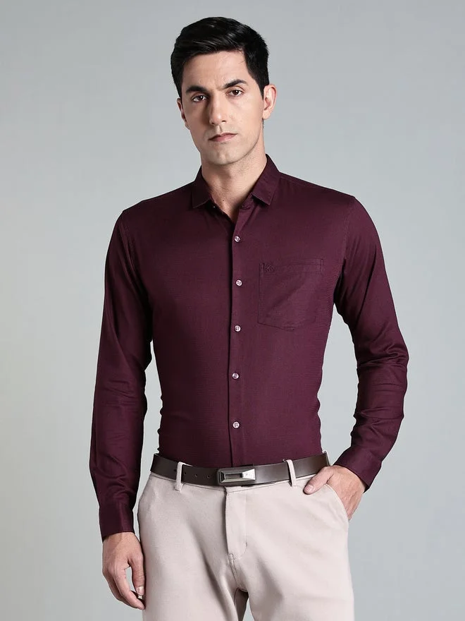 KUONS AVENUE KUONS AVENUE Men Solid Purple Formal Shirt