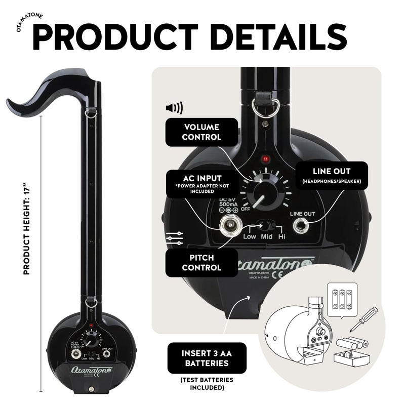 Otamatone Deluxe Electronic Musical Instrument for Adults Portable Synthesizer Digital Electric Music from Japan by Cube/Maywa Denki Cool Stuff Gifts, Black [English Manual] - Image 5