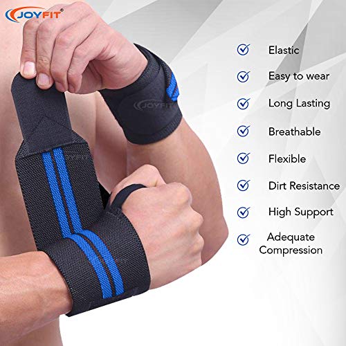 Joyfit Wrist Wraps- Wrist Support with Adjustable Straps and Thumb Loops for Home and Gym Workout, Weightlifting, Crossfit, Strength Training, Injury Protection for Men & Women [Pair] - Image 2