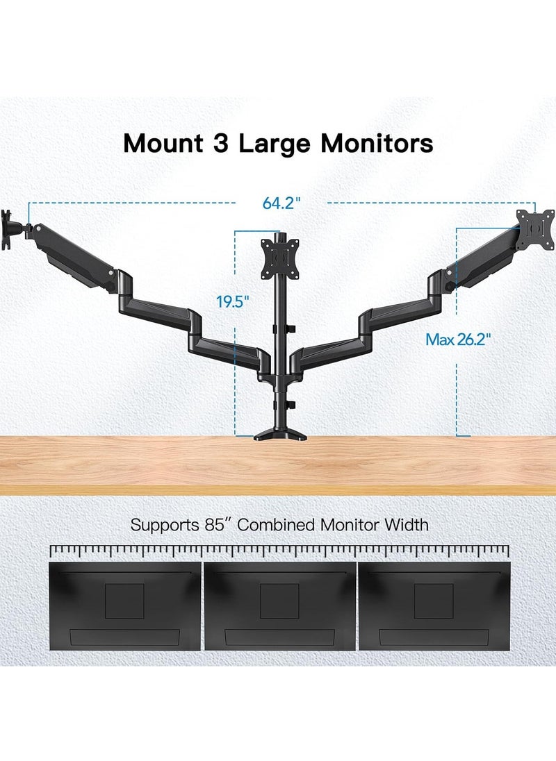 NEW Monitor Mount 3 Monitors for 17-32 Inch Screens, Screen Mount 3 Monitors Height Adjustable, Monitor Arm, Holds 8 kg per Arm, Black - pzsku/Z257C2C5392AA4C6BDB63Z/45/_/1731137527/f8fe7a24-dcfd-457b-bd2f-3f6c54f56396