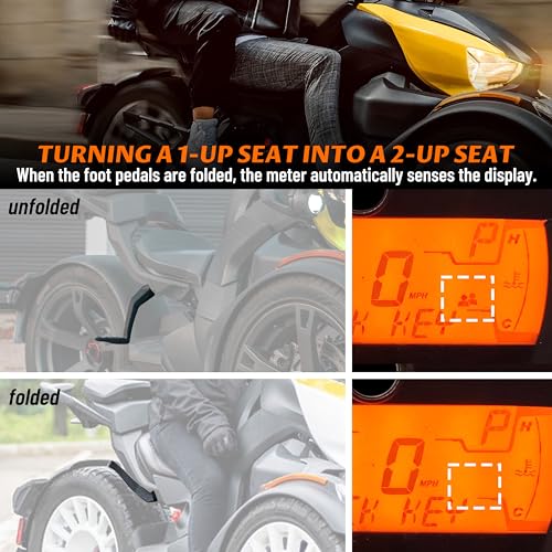SAUTVS Rear Passenger Seat with Foot Pegs for Ryker, 2-Up Passenger Soft Seat with Grab Handles Foot Pedals for Can Am Ryker All Models Accessories; Replace #219400842 (MAX Mount 219400800 Required) - Image 2