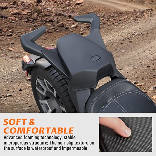 SAUTVS Rear Passenger Seat with Foot Pegs for Ryker, 2-Up Passenger Soft Seat with Grab Handles Foot Pedals for Can Am Ryker All Models Accessories; Replace #219400842 (MAX Mount 219400800 Required) - Image 3