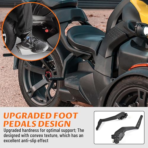 SAUTVS Rear Passenger Seat with Foot Pegs for Ryker, 2-Up Passenger Soft Seat with Grab Handles Foot Pedals for Can Am Ryker All Models Accessories; Replace #219400842 (MAX Mount 219400800 Required) - Image 4