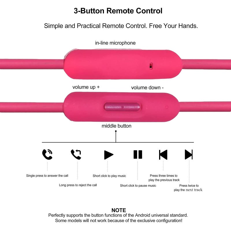 Arzweyk Replacement Audio Cable with in-line Mic & Volume Control Audio Extension Cord Compatible with Beats by Dr Dre Solo2 Solo3 Studio3 Solo/Studio/Pro/Detox/Mixr/Executive/Pill Headphones (Pink) - Image 2