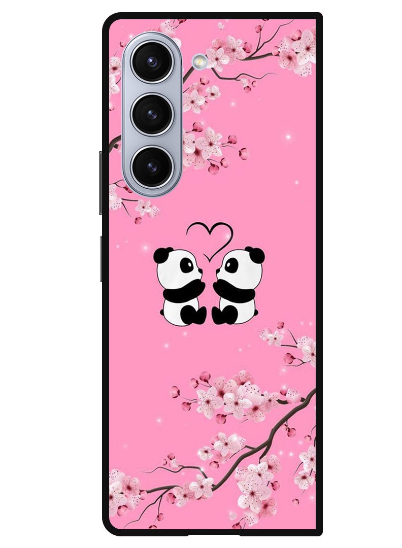 Theodor Protective Case Anti Scratch Shock Proof Bumper Cover For Samsung Galaxy Z Fold 5 Two Small Pandas - Image 1