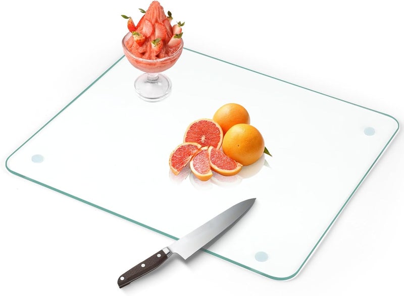 FUIJOL Tempered Glass Cutting Board for Kitchen Counter, Clear Cutting Board for Countertop with Rubber Feet – Heat, Scratch, Shatter Resistant, Dishwasher Safe, Easy to Clean, 18x24" - Image 1