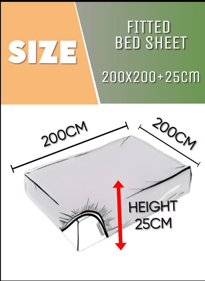 Blueberry Striped King Fitted Sheet Sets Beige Color Cotton 3 Piece Set Deep Pocket 200x200+25cm - Image 5