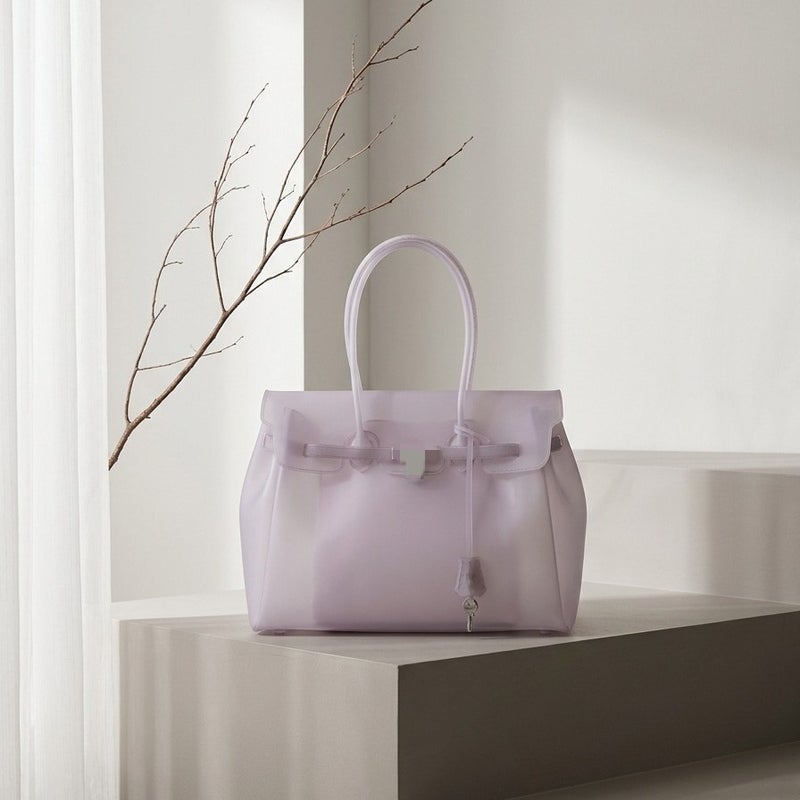 Women's TPU Jelly Kelly Tote Bag, Summer Handbag with Flap Closure - Image 1