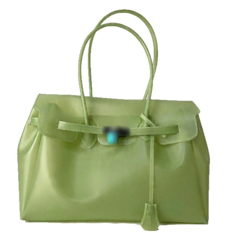 Women's TPU Jelly Kelly Tote Bag, Summer Handbag with Flap Closure - Image 5