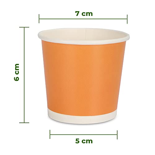e kysa basics Paper Disposable Tea/Coffee Cups, Set of 50 pcs, 150 ml - Orange - Image 2
