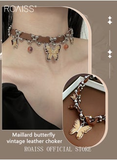 roaiss Women Butterfly Chain Necklace Personalized Design with Chain Elements Fashionable Leather Necklace for Women Versatile and Casual Necklace  - Image 4
