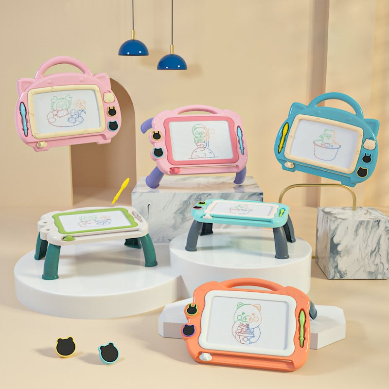 Magnetic Drawing Board: 560g Green, Safe Round Edges - Portable Design, Interesting Stamps for Children Art Creative Learning - Image 2