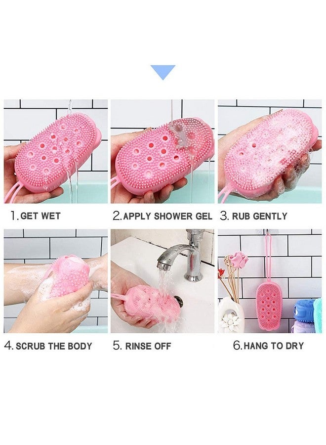 Dkriva Silicone Bath Brush/Double Sided Foaming Shower Sponge/Cleaning Body Massage Scrub Gloves For Kids/Baby Bath Tools (1Pcs) (Multicolor) - Image 4