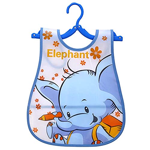DOMENICO Washable Colorful Waterproof Baby Apron cum Bib Unisex Cute Cartoon Baby Bib Drool Baby Bib Baby Feeding Bibs for Infant Toddler 9 Months to 6 Years Old- Random Print Pack of 1 - Image 1
