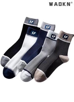 WAOKN 5 Pairs of Men Women Striped Socks, - Soft, Breathable, Moisture-Wicking, Assorted Colors, Comfortable Athletic Socks for Running, Sports, and Everyday Wear, Durable and Lightweight  - Image 1