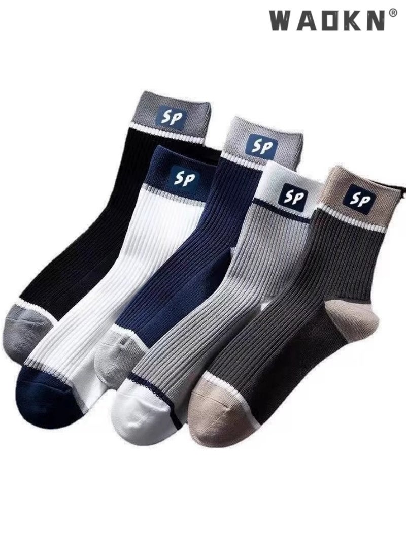 دبليو أيه أو كي أن 5 أزواج من الجوارب المخططة للرجال والنساء، ناعمة، قابلة للتنفس، تمتص الرطوبة، ألوان متنوعة، جوارب رياضية مريحة للجري والرياضة والارتداء اليومي، متينة وخفيفة الوزن - Image 1