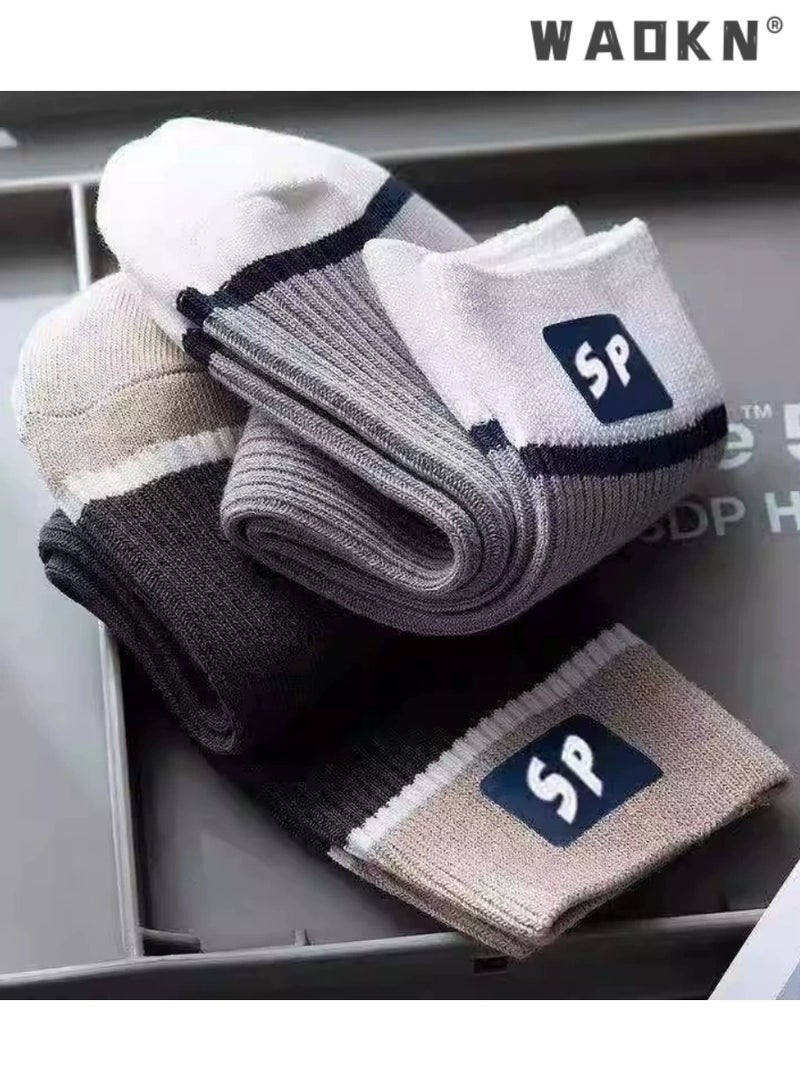 دبليو أيه أو كي أن 5 أزواج من الجوارب المخططة للرجال والنساء، ناعمة، قابلة للتنفس، تمتص الرطوبة، ألوان متنوعة، جوارب رياضية مريحة للجري والرياضة والارتداء اليومي، متينة وخفيفة الوزن - Image 2