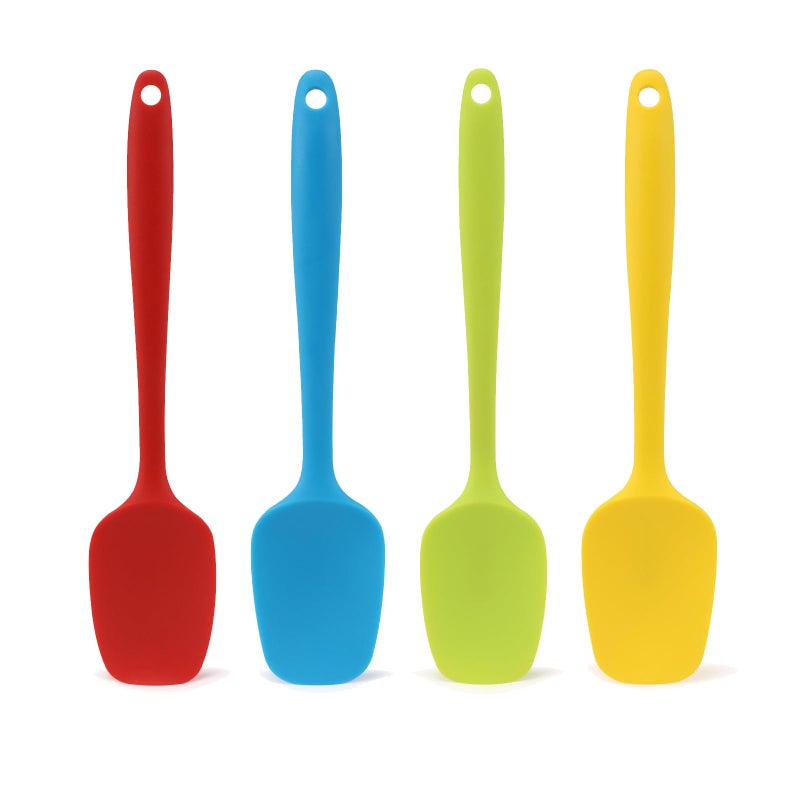 Veagins Silicone Spatula Set of 4, Small 8 inch Non-stick Rubber Spoon Spatulas, One Piece Design Flexible Silicone Spoon for Baking Cooking Mixing, Dishwasher Safe - Image 1