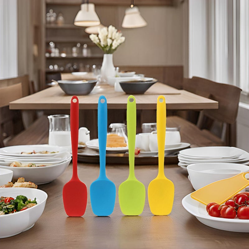 Veagins Silicone Spatula Set of 4, Small 8 inch Non-stick Rubber Spoon Spatulas, One Piece Design Flexible Silicone Spoon for Baking Cooking Mixing, Dishwasher Safe - Image 5