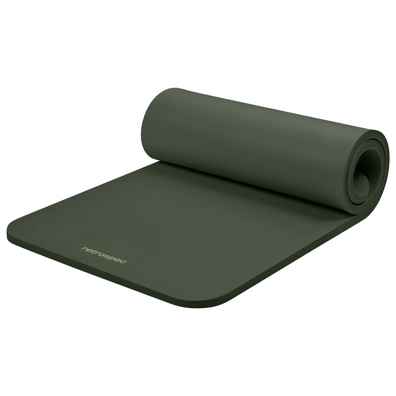 Retrospec Solana Yoga Mat 1 Thick wNylon Strap for Men Women Non Slip Exercise Mat for Home Yoga Pilates Stretching Floor Fitness Workouts Wild Spruce