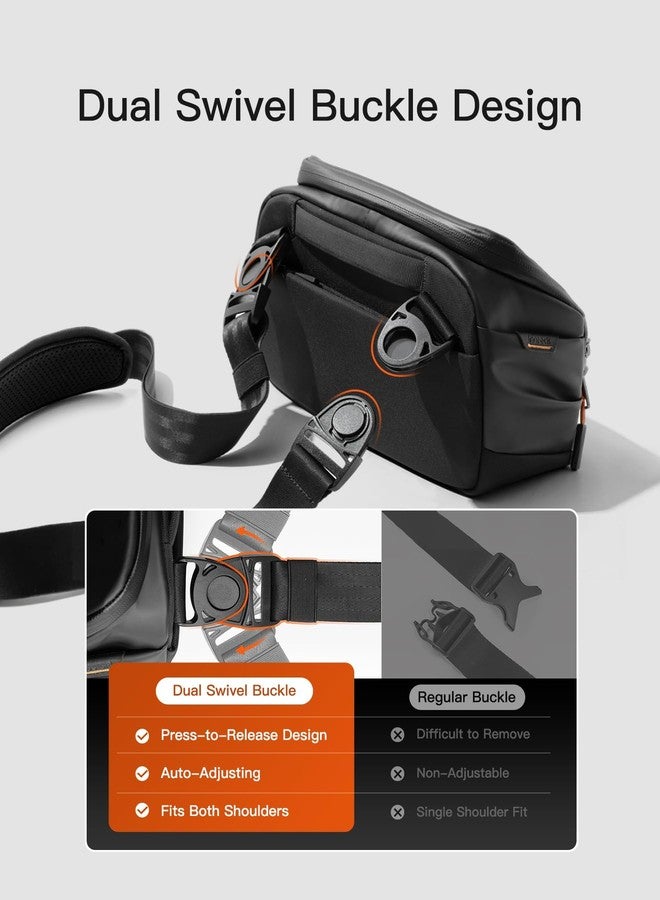 إناتيك حقيبة كتف Inateck X-Modo، تصميم بفتحة 135 درجة، حقيبة تخزين مقاومة للماء، حقيبة كروسبودي للرجال والنساء، متوافقة مع iPad Mini وSwitch والأقراص الصلبة وسماعات الرأس، لون أسود - Image 4
