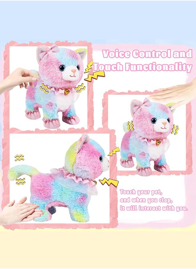 Garlo - Interactive Electronic Plush Toy Walking and Barking Robot Cat Plush Cat Remote Control Kitten for Girls Colorful Cat Toy - Image 1