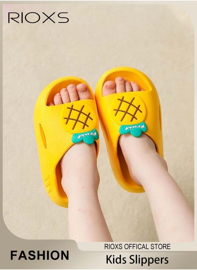 RIOXS - Kids Slippers,Non-Slip Slippers For Toddler Boys Girls,Cute Cartoon Slipper,Comfy Soft Sole Sandal Slippers,Quick Dry Bathroom Slides,Kids Unisex Slippers For Shower Summer Pool Indoor Outdoor Beach Shoes - Image 1