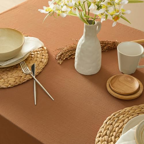 MONDAY MOOSE Ruffle Farmhouse Rustic Rectangle Natural Stonewashed Cotton Tablecloth for Kitchen, Dining Room, Restaurant (55x70 inch, Cinnamon) - Image 5
